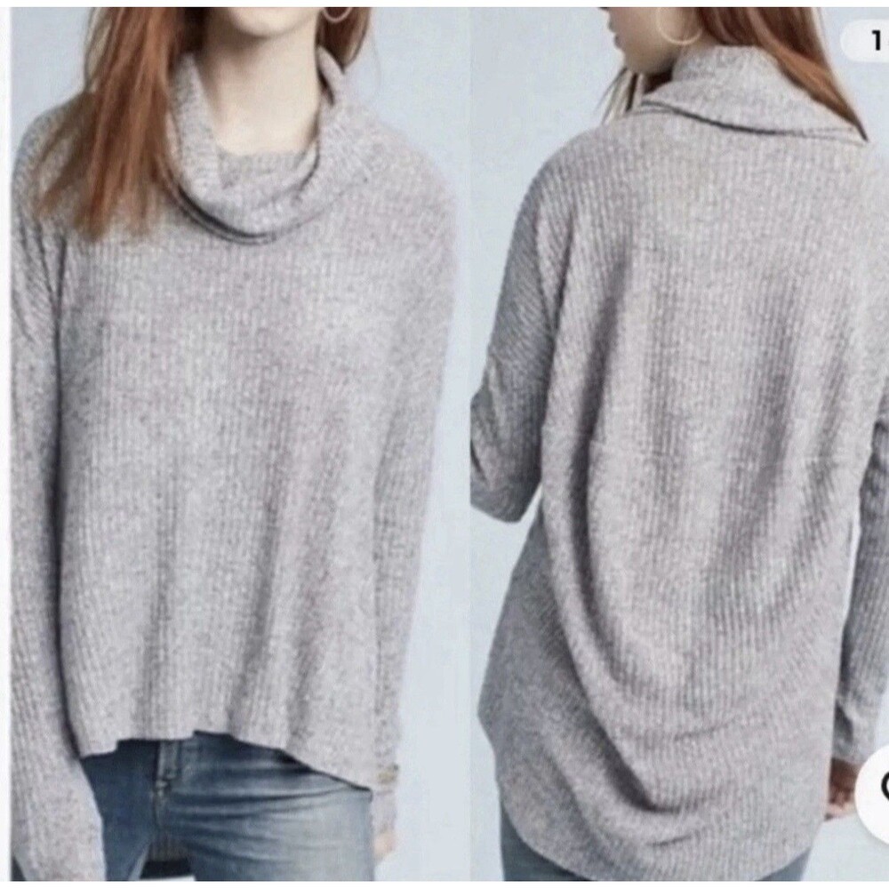 Anthropologie Saturday Sunday Gray Oversized Cowl Neck Sweater Top Medium/Large